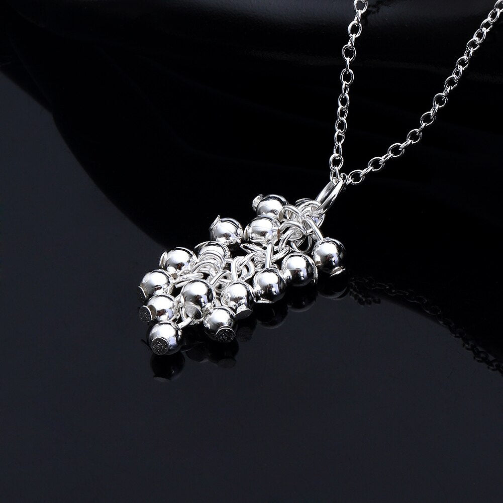 korean 925 Stamped Silver charms Grape beads Pendant Necklace For Women party wedding Jewelry Christmas gifts