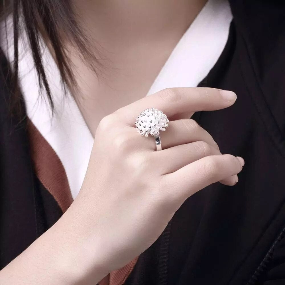 korean 925 sterling Silver Fireworks Pendant necklaces earring bangles bracelets rings Jewelry set for women Gifts