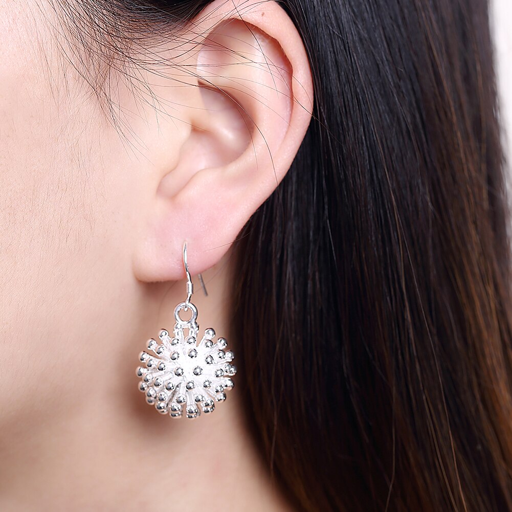 korean 925 sterling Silver Fireworks Pendant necklaces earring bangles bracelets rings Jewelry set for women Gifts
