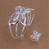 korean wide crystal butterfly bangle 925 Sterling Silver rings Bracelets Jewelry set Party wedding accessories gifts