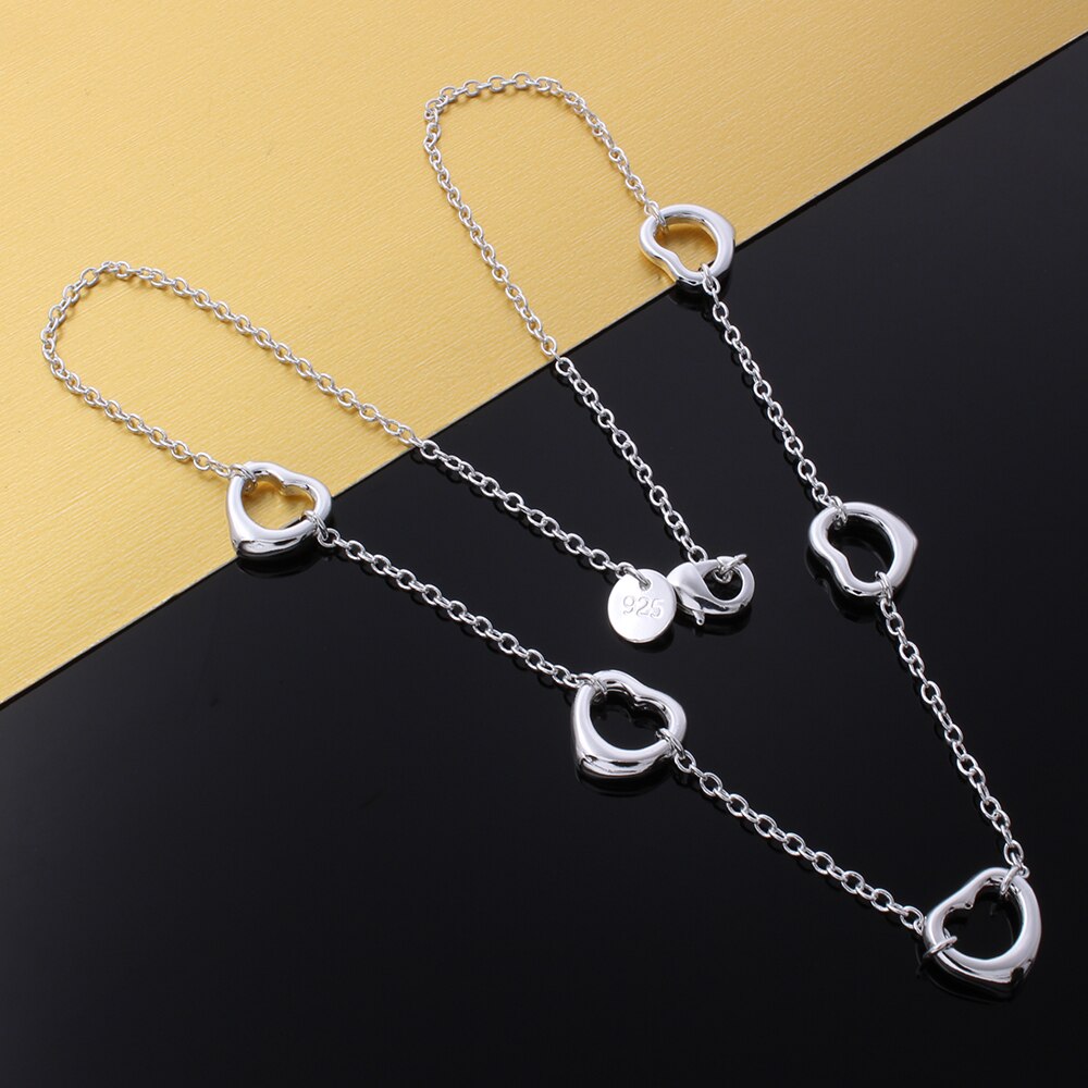 korean trend 925 Stamped Silver romantic five heart Necklaces for Women party wedding Jewelry accessories Gifts