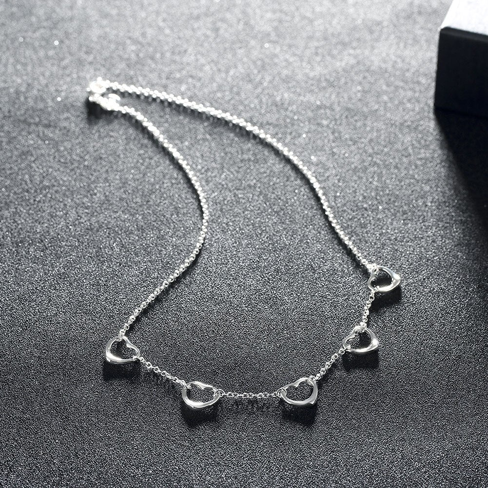 korean trend 925 Stamped Silver romantic five heart Necklaces for Women party wedding Jewelry accessories Gifts