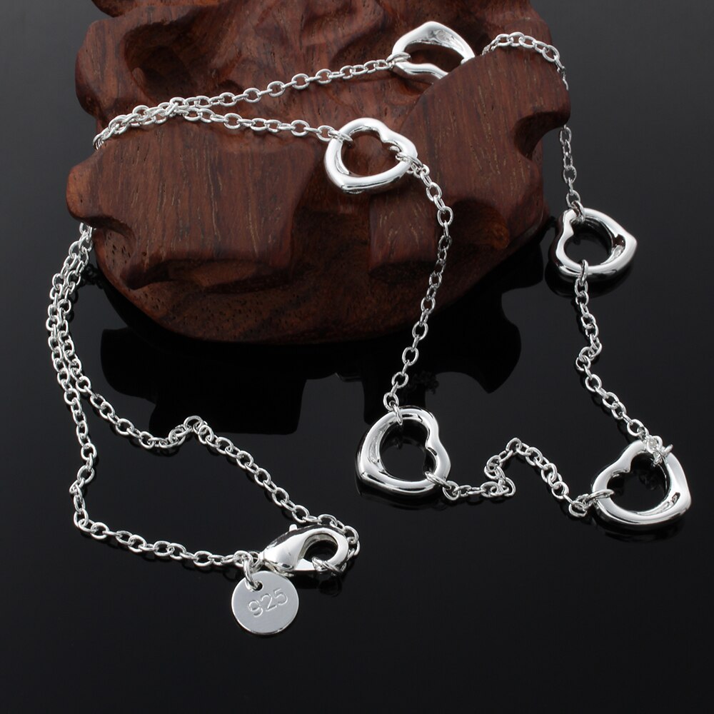 korean trend 925 Stamped Silver romantic five heart Necklaces for Women party wedding Jewelry accessories Gifts