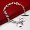 korean trend 925 sterling silver romantic Lovely Heart card Pendant Bracelets for women Wedding party Jewelry Gifts