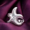 kpop 925 Sterling Silver fine Big starfish Rings For Women Party wedding  Charms Jewelry Christmas gifts