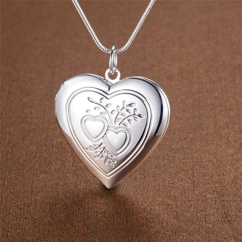 designer 925 Stamped Silver romantic Heart photo frame Necklace For Women wedding accessories party Jewelry
