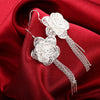 designer 925 Sterling Silver big flower bangles bracelets earrings Jewelry set for women party wedding gifts