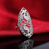 designer 925 Sterling Silver fine Retro Hollow wide flower Rings For Women Party Charms wedding Jewelry Gifts