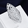 designer 925 Sterling Silver fine Retro Hollow wide flower Rings For Women Party Charms wedding Jewelry Gifts