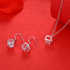 designer 925 sterling Silver crystal lattice Pendant necklace earrings for woman Jewelry sets Couple gifts