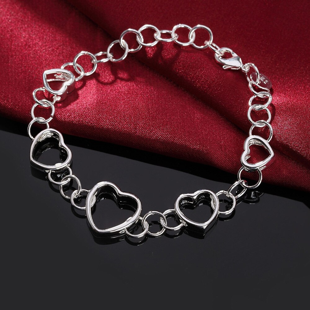 designer 925 sterling silver romantic heart Bracelet for woman Wedding party classic Jewelry Holiday Gifts