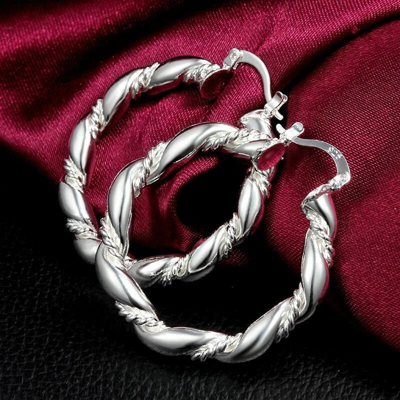 925 Sterling Silver hoop Earrings for Woman party wedding Jewelry elegant Christmas Gifts