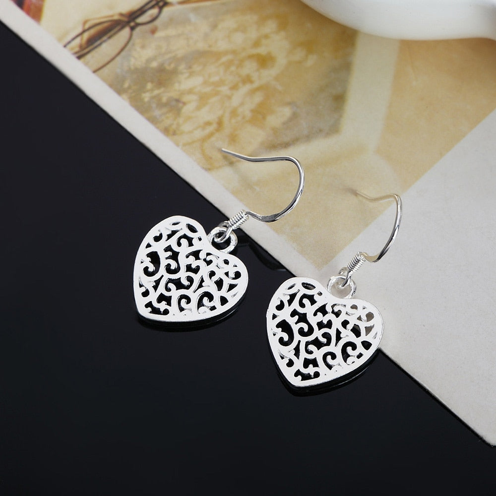 noble 925 Sterling Silver Pretty heart Earrings for Women Jewelry Christmas Gifts party wedding