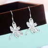 noble Jewelry 925 Sterling Silver crystal dragonfly earrings for Woman friend Gifts party wedding