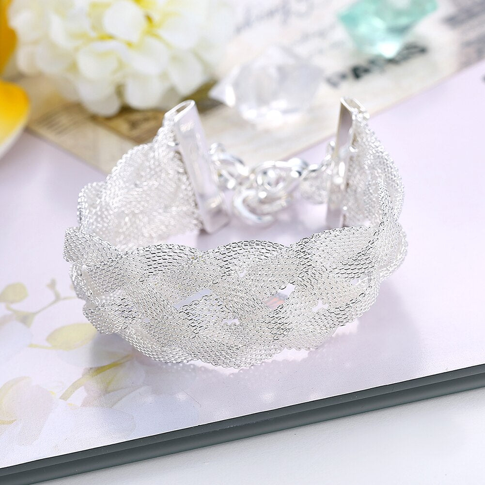 925 Stamp silver Bracelet for woman Vintage Mesh chain small fresh jewelry Wedding party gifts temperament