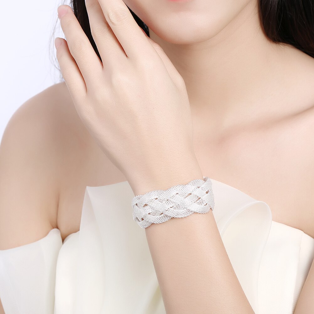 925 Stamp silver Bracelet for woman Vintage Mesh chain small fresh jewelry Wedding party gifts temperament