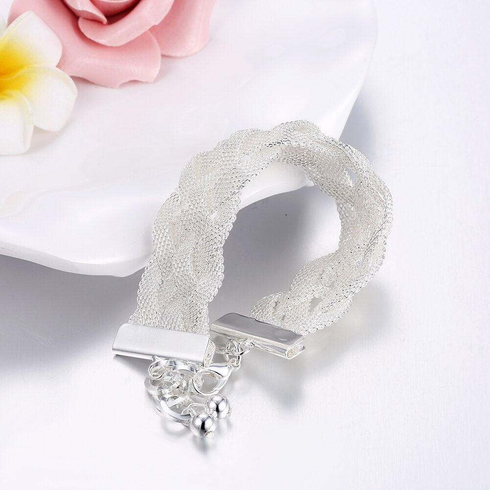 925 Stamp silver Bracelet for woman Vintage Mesh chain small fresh jewelry Wedding party gifts temperament