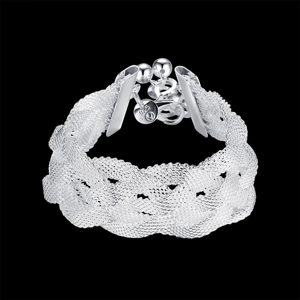 925 Stamp silver Bracelet for woman Vintage Mesh chain small fresh jewelry Wedding party gifts temperament