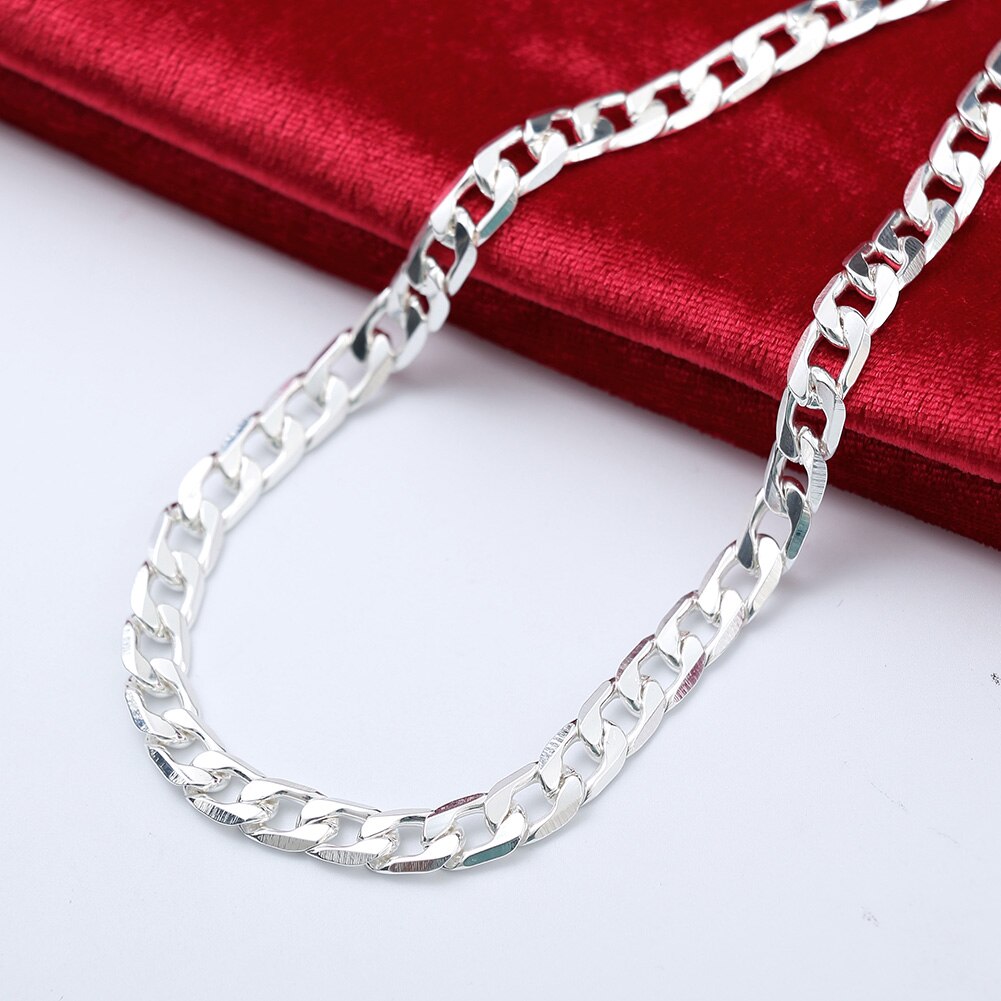 925 Stamped Silver Classic 6MM geometry chain Necklaces for Women man wedding Party designer jewelry Gifts