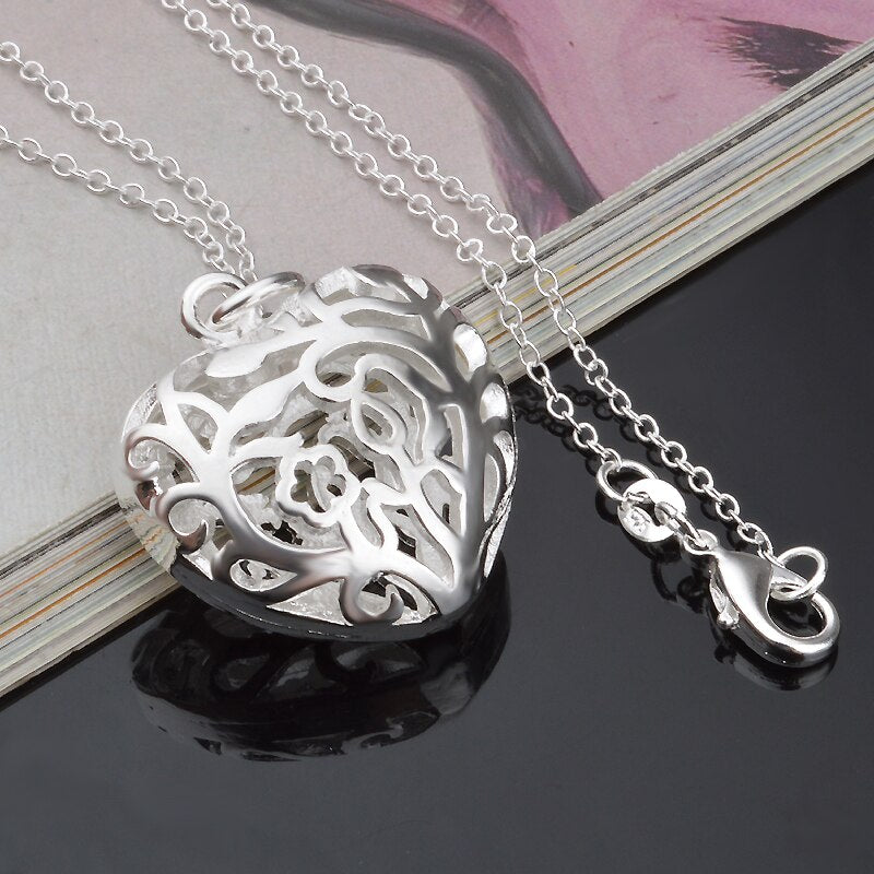 925 Stamped Silver Pretty romantic Heart Pendant Necklace For Women party wedding accessories Jewelry gifts