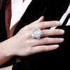 925 Sterling Silver Pretty big flower Pendant bangle rings bracelet necklaces for women wedding Jewelry sets