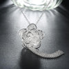 925 Sterling Silver Pretty big flower Pendant bangle rings bracelet necklaces for women wedding Jewelry sets