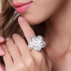 925 Sterling Silver Pretty big flower Pendant bangle rings bracelet necklaces for women wedding Jewelry sets