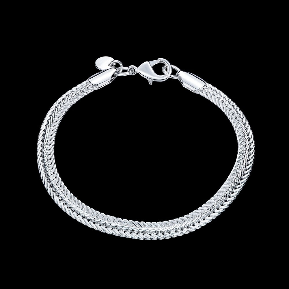 925 Sterling Silver bracelet Snake chain women lady men noble Fine charm jewelry wedding noble party 20cm