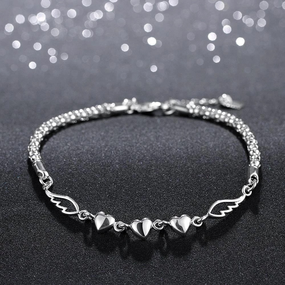 925 sterling silver romantic heart Love Bracelet for woman  jewelry party wedding accessories gifts