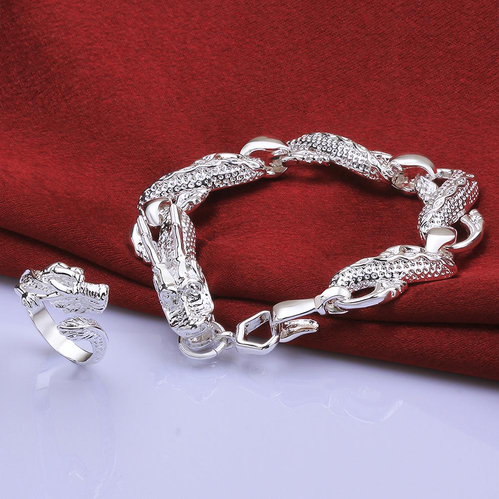 Classic men's 925 Sterling Silver Dragon bracelets rings Party wedding gifts Street all-match Jewelry sets