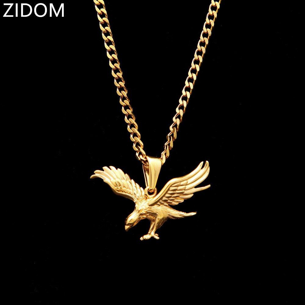 Gold Color Stainless Steel Men Hip hop eagle shape pendant necklaces   necklace male jewelry gifts