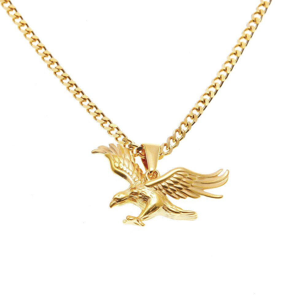 Gold Color Stainless Steel Men Hip hop eagle shape pendant necklaces   necklace male jewelry gifts