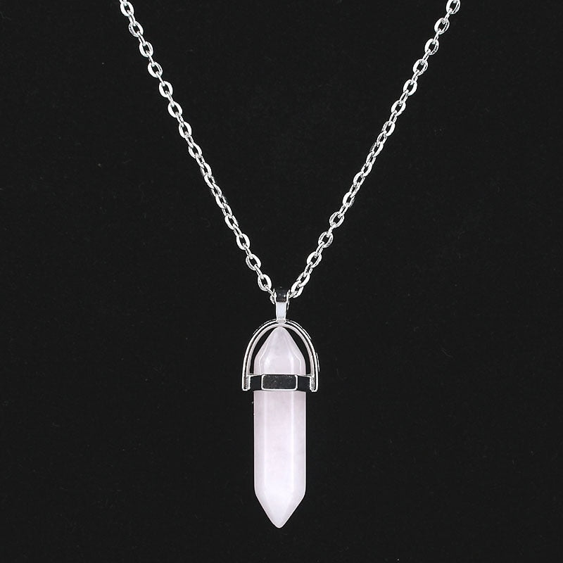 Hexagonal Column Quartz Necklaces Pendants Vintage Natural Stone Bullet Crystal Necklace For Women Jewelry