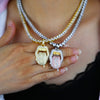 Hip Hop Drip Dollar Lip Necklace Jewelry Iced Out Bling CZ Cubic Zirconia Tongue Pendant Tennis Chain Holloween Gift