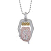 Hip Hop Drip Dollar Lip Necklace Jewelry Iced Out Bling CZ Cubic Zirconia Tongue Pendant Tennis Chain Holloween Gift