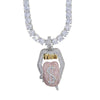 Hip Hop Drip Dollar Lip Necklace Jewelry Iced Out Bling CZ Cubic Zirconia Tongue Pendant Tennis Chain Holloween Gift