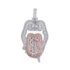 Hip Hop Drip Dollar Lip Necklace Jewelry Iced Out Bling CZ Cubic Zirconia Tongue Pendant Tennis Chain Holloween Gift