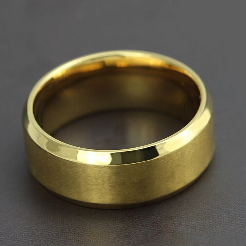 New arrival Gold color Titanium steel Rings men 8MM wide great men Jewelry Wedding band Ring US size 5-12