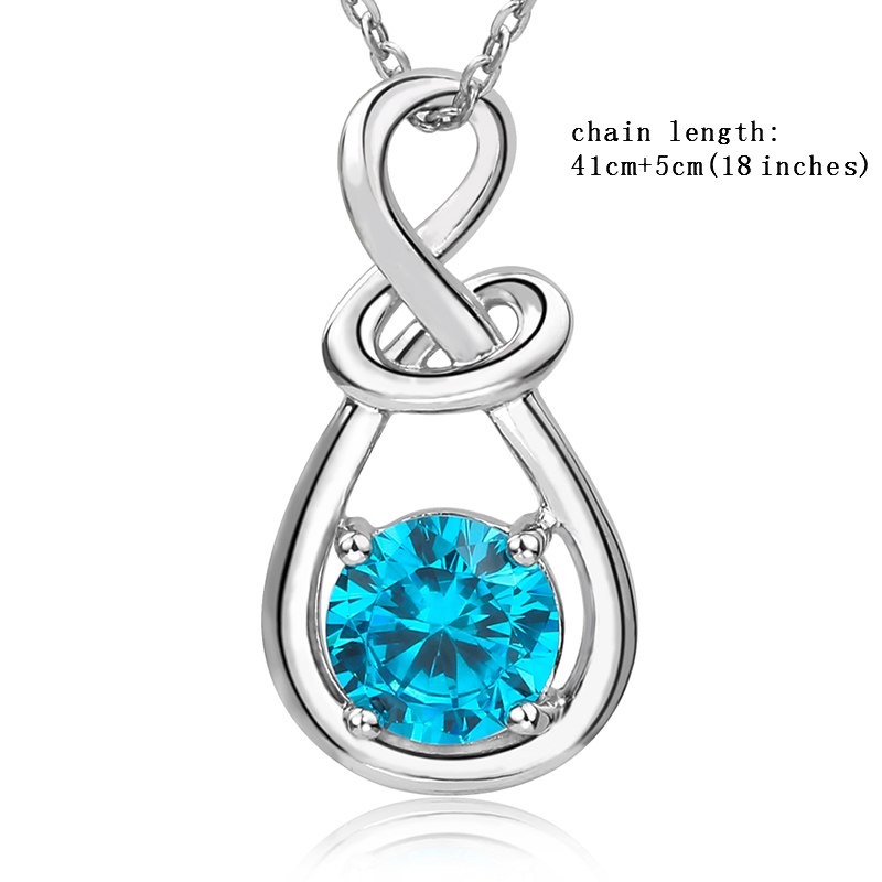 Sterling silver 925 infinite pendant chain necklace with big zirconia diy European fine jewelry making for women gifts