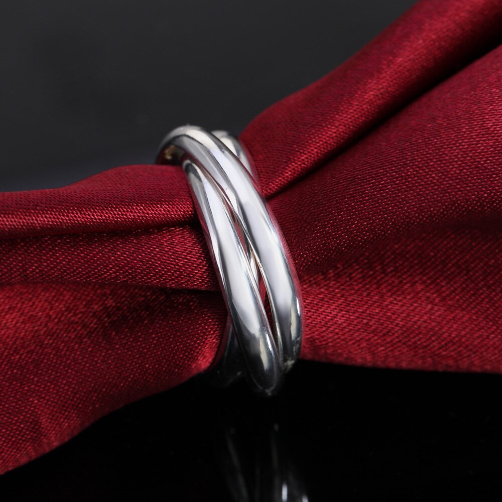 charm 925 Stamped Silver Simple three circles Rings For Women size 5/6/7/8/9/10 Party wedding Jewelry gifts