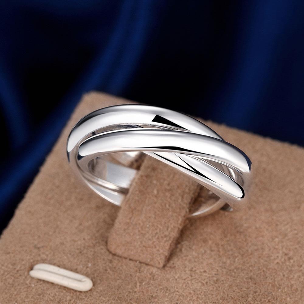 charm 925 Stamped Silver Simple three circles Rings For Women size 5/6/7/8/9/10 Party wedding Jewelry gifts