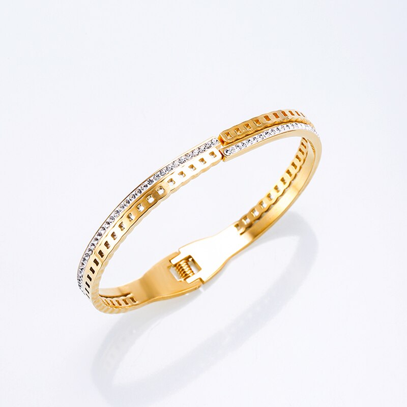 classic design elegant hollow crystal bracelet and stainless steel jewelry bracelet for women