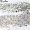 good quality silver plating DIY fringe chain AB rhinestone Water drop tassel trim sew on crystal glass decoration ML124