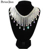 good quality silver plating DIY fringe chain AB rhinestone Water drop tassel trim sew on crystal glass decoration ML124