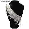 good quality silver plating DIY fringe chain AB rhinestone Water drop tassel trim sew on crystal glass decoration ML124