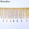 good quality silver plating DIY fringe chain AB rhinestone Water drop tassel trim sew on crystal glass decoration ML124