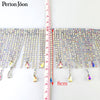 good quality silver plating DIY fringe chain AB rhinestone Water drop tassel trim sew on crystal glass decoration ML124