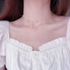 shiny heart pendant AAA zircon 14k real gold plating necklace sexy female prom clavicle double necklace
