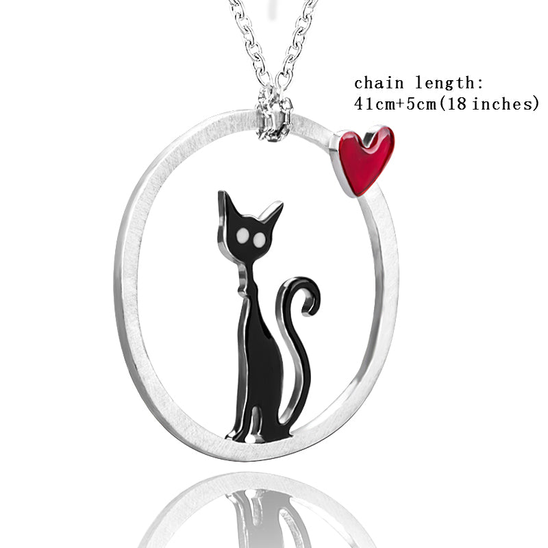sterling silver 925 lovely cat diy craft chain pendant&necklace with enamel European fine jewelry making for girl gifts