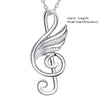sterling silver 925 musical note wing chain pendant&necklace with cubic zircon diy craft fine jewelry making for women